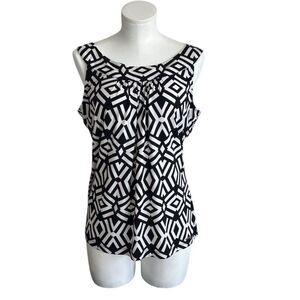 Calvin Klein Women's Geometric Tank Top Black Size L Sleeveless